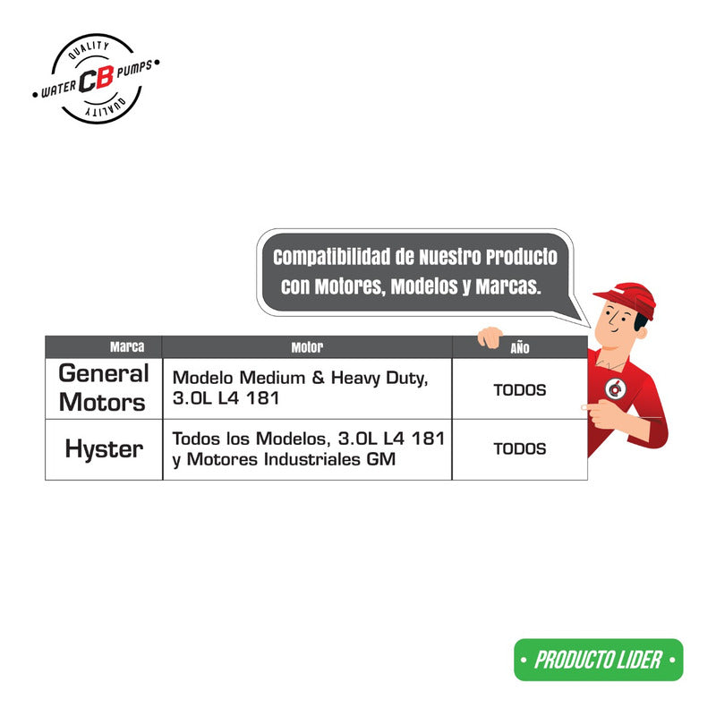 Bomba De Agua Para Montacarga Gm Hyster 181 L4 3.0l
