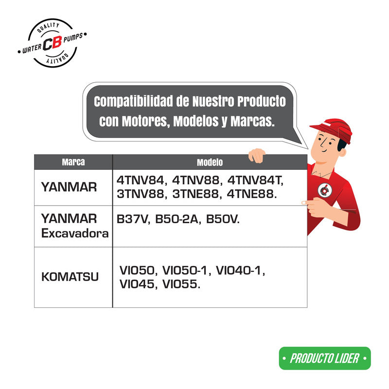 Bomba De Agua Yanmar 4tnv84 4tnv88 3tne88 B37v 129004-42001