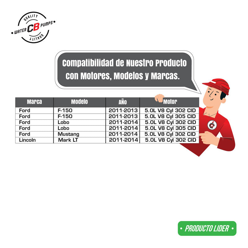 Water Pump Ford Mustang F-150 Lobo 11-14 V8 5.0l